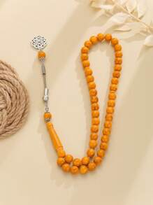 1pc Faux Amber Bead 45-Beads Tasbih/Prayer Beads Bracelet, Suitable For Daily Wear