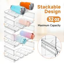 Water Bottle Organizer For Cabinet,3/4 Tier Water Bottle Storage Organizer,Stackable Water Bottle Holder For Cabinet Fridge, Plastic Wine Rack, Drink Bottle Holder - Transparent - View 10