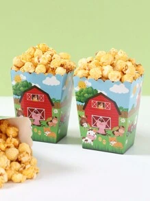 10 件红色农场动物风格食品盒、炸薯条盒、爆米花杯、爆米花桶零食盒容器，适用于生日派对装饰和家庭电影之夜，红色农场动物主题婴儿淋浴派对装饰一次性餐具装饰，厨房食品托盘蛋糕托盘，适用于面包店面包盒、汉堡餐厅 - 農場動物 - 查看 3