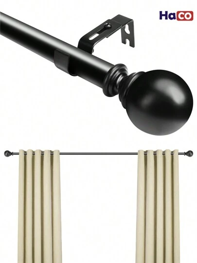 HogarAcogedor Conjunto De Poste Romano De Unión De Cortina Negro Cortineros De Metal Ajustable Barra A Maximo 3m, Poste De Cortina Resistente De Acero Inoxidable con 2 piezas soportes y tornillos, se ajusta a ventanas de 28 a 144 pulgadas, diseño clásico simple, a prueba de agua y óxido, fácil de instalar, gran capacidad de carga, Adecuada Para Divisor De Habitaciones, Dormitorio, Sala De Estar, Cocina, Baño