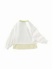 Balabala Young Girl 2 In 1 Sweatshirt, Casual Letter Print Long Sleeve Sweatshirt For Spring - Original White - View 2