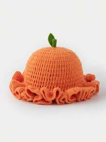 1pc Color Matching Fashionable Fruit Shape Wide Brim Bucket Hat For Women, Handmade Acrylic Knitted Personalized Hat, Suitable For Beach, Travel, Vacation In Spring & Summer