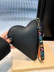 1 件心形手提包、化妆包、零钱包、女士手提包、个性化心形储物袋、小钱包、口红包、便携式迷你储物袋、情人节/节日礼物旅行必需品节日必需品