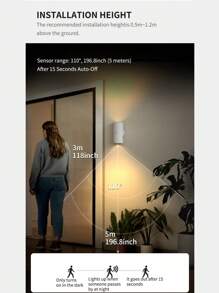 1pc Intelligent Sensor Wall Light, Easy To Install Human Motion Sensor, USB Magnetic Night Light, Decoration Atmosphere Landscape Light, Suitable For Home Decoration Deck, Wall, Garage, Terrace, Porch, Courtyard, Corridor