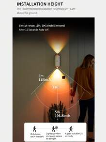 1pc Intelligent Sensor Wall Light, Easy To Install Human Motion Sensor, USB Magnetic Night Light, Decoration Atmosphere Landscape Light, Suitable For Home Decoration Deck, Wall, Garage, Terrace, Porch, Courtyard, Corridor