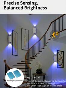 1pc Intelligent Sensor Wall Light, Easy To Install Human Motion Sensor, USB Magnetic Night Light, Decoration Atmosphere Landscape Light, Suitable For Home Decoration Deck, Wall, Garage, Terrace, Porch, Courtyard, Corridor