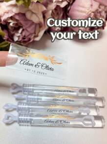 45pcs Wedding Bubble Tube Labels, Personalized Wedding Labels, Wedding Stickers Custom, Bubble Wand Label Clear, Bubbles Wedding Label, Bubble Party Custom Transparent Stickers, Multi-Functional High-Quality, Cute, Vintage, Custom, Personalized, Unique, Ideal Gifts For Him, Ideal Gifts For Her, Her, Girlfriend, Family, Friends, Son, School Students, Workers, Kids, Dining Room, Bathroom, Living Room, Bedroom, Office, Tea Room, School, Home, For Anniversaries, For Birthdays, For Weddings, For Graduation, For Housewarming,Wedding Essentials,Customized Wedding Crafts,Warm Ambience - Multicolor - View 4