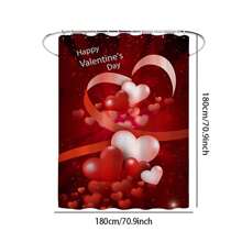 Cortina de ducha para el Día de San Valentín, con estampado de corazones, gruesa, resistente al moho y al agua, para decoración de baño - Rojo - Ver 9