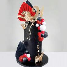 29PCS Black Red Balls Cake Decoration Red Cake Decoration Black Cake Topper For Retro Hipster Birthday Party, Favor Retirement, Anniversary, Wedding Table Decoration
