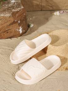 Cute Bear Design Shower Slippers For Women And Men, Soft Quick-Drying Non-Slip Comfortable Bedroom Sandals - White - View 6