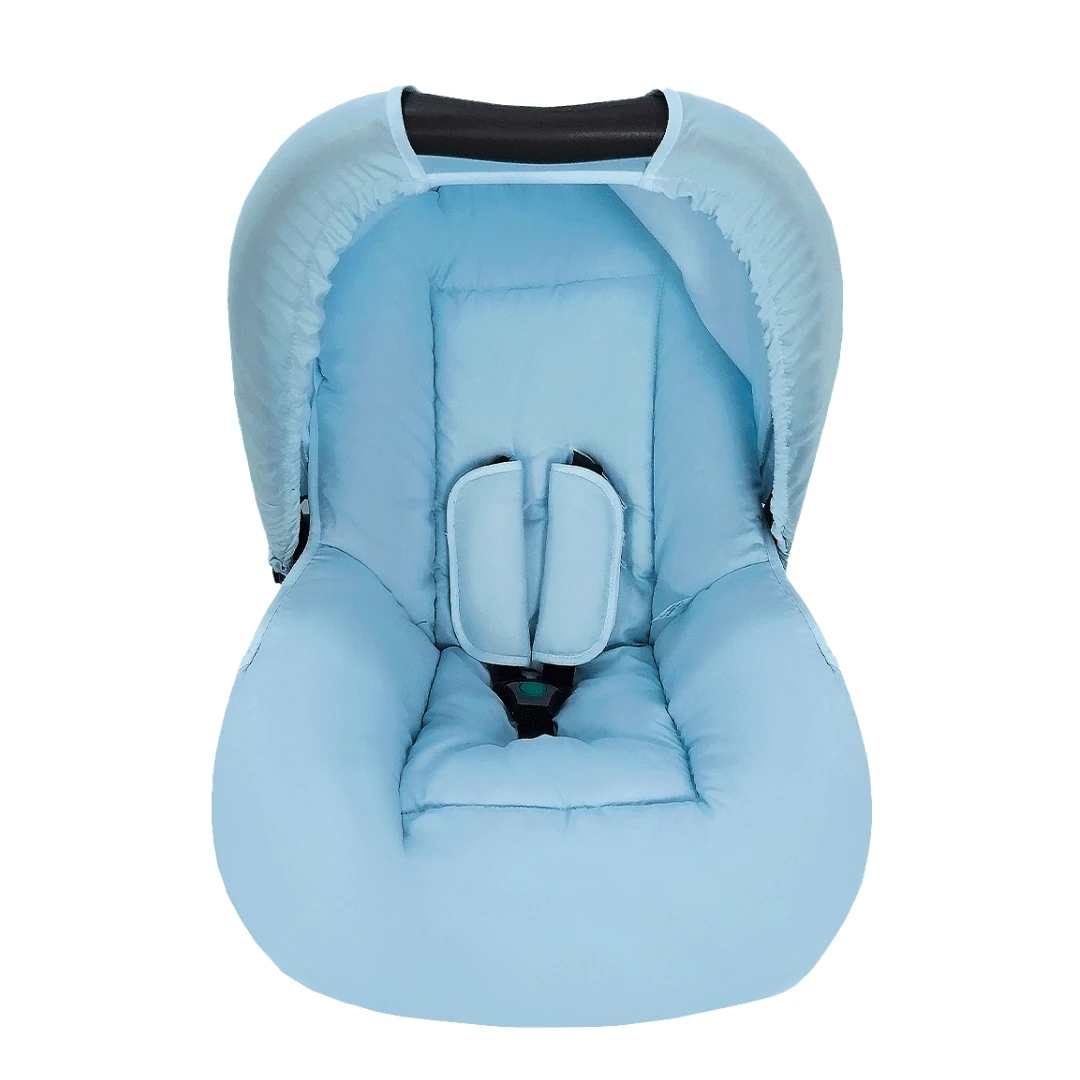 Combo - Baby Car Seat Cover, Sun Protection Hood And Belt Protectors - Various Colors - Baby Blue - View 1