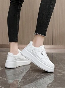 New Spring/Autumn Women's Shoes, Breathable Colorblock Platform Sneakers, Casual Versatile Fashion Shoes - White - View 9