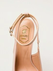 New Stylish Pointed Toe Pink Heels, Elegant Ankle Strap Bowknot Pumps, Slim High Heels For Commuting And Wedding - Baby Pink - View 8