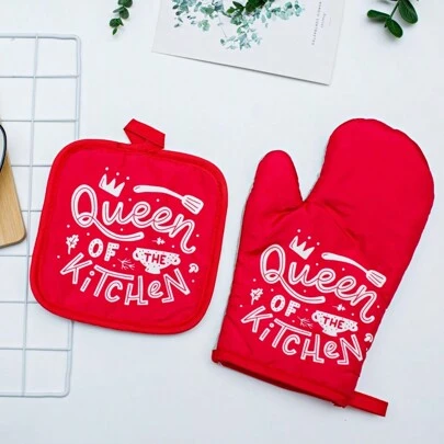 2pcs Kitchen Microwave Oven Insulated Gloves, Grey/Black/Green/Pink Heat Resistant Baking Cooking Gloves, Anti-Scald, Holiday& Party Kitchen Utensils And Equipment, Home And Kitchen Must-Haves Friendly For Organization