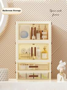 Dust-Proof High-End Drawer Organizer, Storage Racks For Cosmetics And Skincare Products, Makeup Vanity Table - Multi-Layer Drawers Dual Cabinet Storage Rack