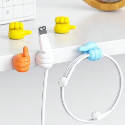 1/3/5pcs Creative Thumb Hooks For Keeping Cable Lines, Cute Hooks For Organizing Data Cables Without Leaving Traces, Cable Line Clips For Office Desks Tidying And Organization (Random Color)