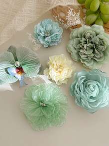 1 Stück mintgrüne Chiffon Blume Haarspange, süß und frisch für den Strandurlaub, Haraccessoires, Haarspangen, Haarklammern, Haarklammern