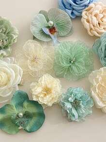 1 Stück mintgrüne Chiffon Blume Haarspange, süß und frisch für den Strandurlaub, Haraccessoires, Haarspangen, Haarklammern, Haarklammern