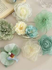 1 Stück mintgrüne Chiffon Blume Haarspange, süß und frisch für den Strandurlaub, Haraccessoires, Haarspangen, Haarklammern, Haarklammern