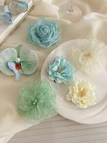 1 Stück mintgrüne Chiffon Blume Haarspange, süß und frisch für den Strandurlaub, Haraccessoires, Haarspangen, Haarklammern, Haarklammern