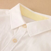 Camisa blanca con camiseta interior para niño, de estilo minimalista y casual para uso diario - Blanco - Ver 3