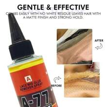 胶带接发去除剂速效胶水去除剂喷雾，适用于蕾丝假发发胶粘合残留物去除剂，溶剂去除粘性发胶假发双面接发胶带白色 C-22 溶剂喷雾粘合剂去除剂，适用于蕾丝假发、粘合剂和发胶系统 - 118ml - 查看 2