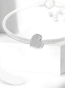 1Pc Fashionable Heart Beads Charms Fit For Women Bracelets Bangles DIY Jewelry Making And Daily Outfit Matching Jewelry Decoration For Girls