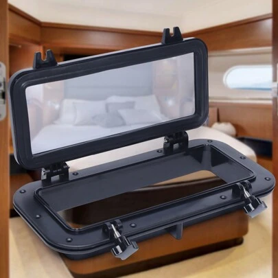 Quiltern Square Porthole (Black), Rectangular Boat Window, Yacht Marine Porthole, RV Skylight, Decorative Watertight Window