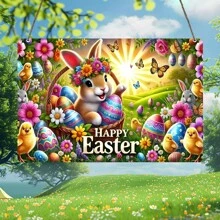 1PC Retro Happy Easter Acrylic Logo - Wielokrotnego użytku Wall Art z kolorowymi króliczkami, jajkami, kurczaczkami i motylami - Idealny dom, bar, kawiarnia, klub, dekoracja akademika - Idealne prezenty, dekoracje wielkanocne, wystrój domu, wystrój pokoju, wystrój ścienny