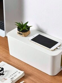 1 件桌面防电击插座收纳盒，塑料电话和电缆收纳盒 - 彩色 - 查看 1