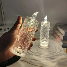 AMILL 3/6pcs Crystal LED Flameless Candles - Realistic Flickering Effect, Button Battery Powered, Durable Plastic Construction, Ideal For Home, Parties, Weddings, Birthdays, Valentine's Day Decorations, No-Smoke Ambiance Lighting - ánh sáng trắng ấm áp - Xem 5