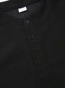 Camiseta Hombre Botón Cuello Henley Polo Deportivo - Negro - Ver 6