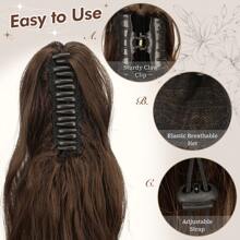 FESHFEN Ponytail Extensions, Long Claw Clip In Ponytail Hairpiece Synthetic Pony Tails Hair Piece Natural Wavy Hairpieces For Women, 20 Inch - Hỗn hợp Nâu & Nâu nhạt - Xem 3
