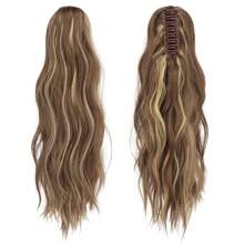 FESHFEN Ponytail Extensions, Long Claw Clip In Ponytail Hairpiece Synthetic Pony Tails Hair Piece Natural Wavy Hairpieces For Women, 20 Inch - Light Brown & Blonde - 查看 2