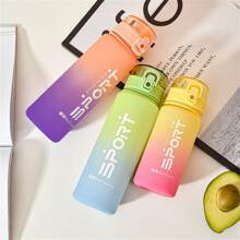 1pc Fashionable Gradient Color Sports Outdoor Student Couple Insulated Plastic Water Bottle With Strap, Large Capacity Tumbler Cup For Fitness, Student