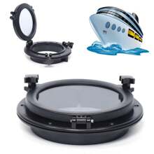 Quiltern Round Porthole (8 Inch), Yacht Marine RV Porthole Skylight Glass Window Decorative Window Watertight Window - Black - View 2