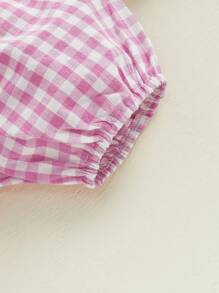 Toddler Baby Girl Bloomers Shorts Plaid Print Diaper Covers Elastic Waist Ruffled Detail Short Pants For Summer Holiday - Pink - View 5