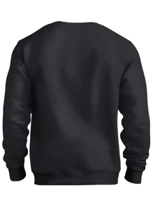 VHUTHK (250g Polyester Fiber Polyester)   Printed Fashionable Men's Casual Long Sleeved Round Neck Pullover Sweatshirt, Suitable For Outdoor Sports, Suitable For Autumn And Winter - màu đen - Xem 2