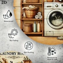 1pc Vintage Laundry Room Metal Wall Art, 7.8x7.8 Inch Round 2D Flat Printed Metal Sign, Durable And Easy To Hang Home, Office, Cafe Decor - Waterproof And Heat-Resistant, Laundry Room Accessory, 2D, Suitable For Room Decor With Pre-Drilled Holes, Random Hole Style