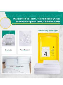 Bộ ga trải giường khách sạn dùng một lần, mềm mại và thoáng khí, bao gồm vỏ gối và khăn tắm, thích hợp cho du lịch, khách sạn, spa, cắm trại, nghỉ qua đêm, dành cho cả nam và nữ, các cặp đôi, gia đình, nhân viên giao hàng, chuẩn bị năm học mới, du học. - Nhiều màu - Xem 4
