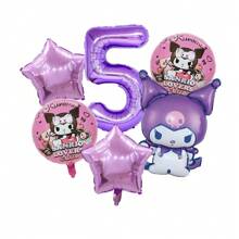 Sanrio 6PCS Sanrio Digital Balloon Kuromi Fashion Creative Digital Aluminum Film Balloon Family Banquet Ambience Dress Up Kuromi Anime Doll Background Decoration Kuromi Party Surprise Theme Wall Decoration Kuromi Holiday Anniversary Scene Setting Parts,Kuromi,Kuromi Birthday,Kurumi