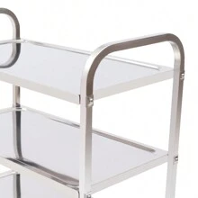 YUNRUX 3 Shelves Serving Trolley Stainless Steel Tea Trolley Kitchen Trolley Gastro Serving Aid 4 Wheels Service Trolley Clearing Trolley Up To 120 Kg - Silver - View 10