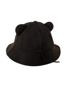 1 件小耳朵婴儿字母渔夫帽，时尚百搭，适合男孩和女孩春夏日常户外使用，可作为礼物。 - 黑色 - 查看 8