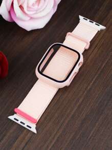 兼容 表带盒 男女款时尚运动柔软透气魔术自粘尼龙表带 + 磨砂纹理防摔防刮 PC 和钢化玻璃保护膜一体式表壳 兼容 40/41/42/44/45/46/49mm 替换表带盒 兼容 Series Ultra/11/10/9/8/7/6/5/4/Se 表带盒 可水洗表带 触摸感应表壳