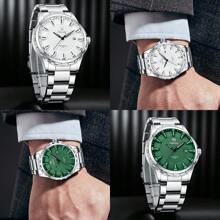 NARY 1pc Men's Watch Stainless Steel Luxury Large Dial Waterproof Date Sports Watch, Brand Original Luxury Waterproof Luminous Quartz Watch,New Style Male Clock 6151