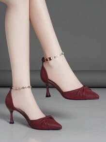 Hollow Out High Heel Shoes, Strap , Stiletto Heel, Pointed Toe, Rhinestone Decor