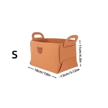 Bear Shaped Felt Desktop Storage Basket, Foldable Organizer Bin For Snacks, Toys, Cosmetics