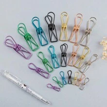 10 pièces/set Pinces à pince en acier inoxydable polyvalentes avec revêtement, emballage alimentaire, papier, vêtements, pinces pour sacs de chips avec élasticité forte, couleurs et styles assortis