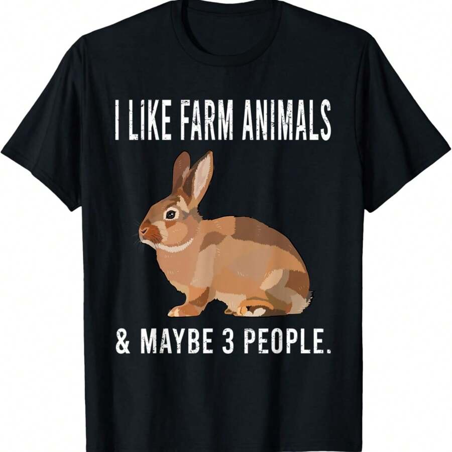 Funny I Like Rabbit Farm Animals And Maybe 3 People T-Shirt - Black - View 1