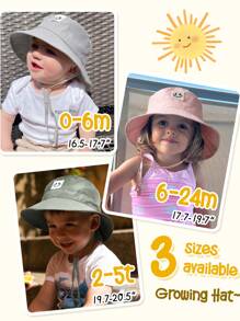 1pc Baby Sun Hat Smile Face Toddler Boys Girls Bucket Hat UPF 50+ Sun Protection - White - View 7
